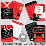 Big Dot of Happiness Red Carpet - 4 Movie Night Party Games - 10 Cards Each - Gamerific Bundle