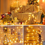 17FT Battery Operated Star String Lights 50 LED Warm White Fairy Lights with Timer Waterproof for Bedroom Patio Wedding Ramadan Decor