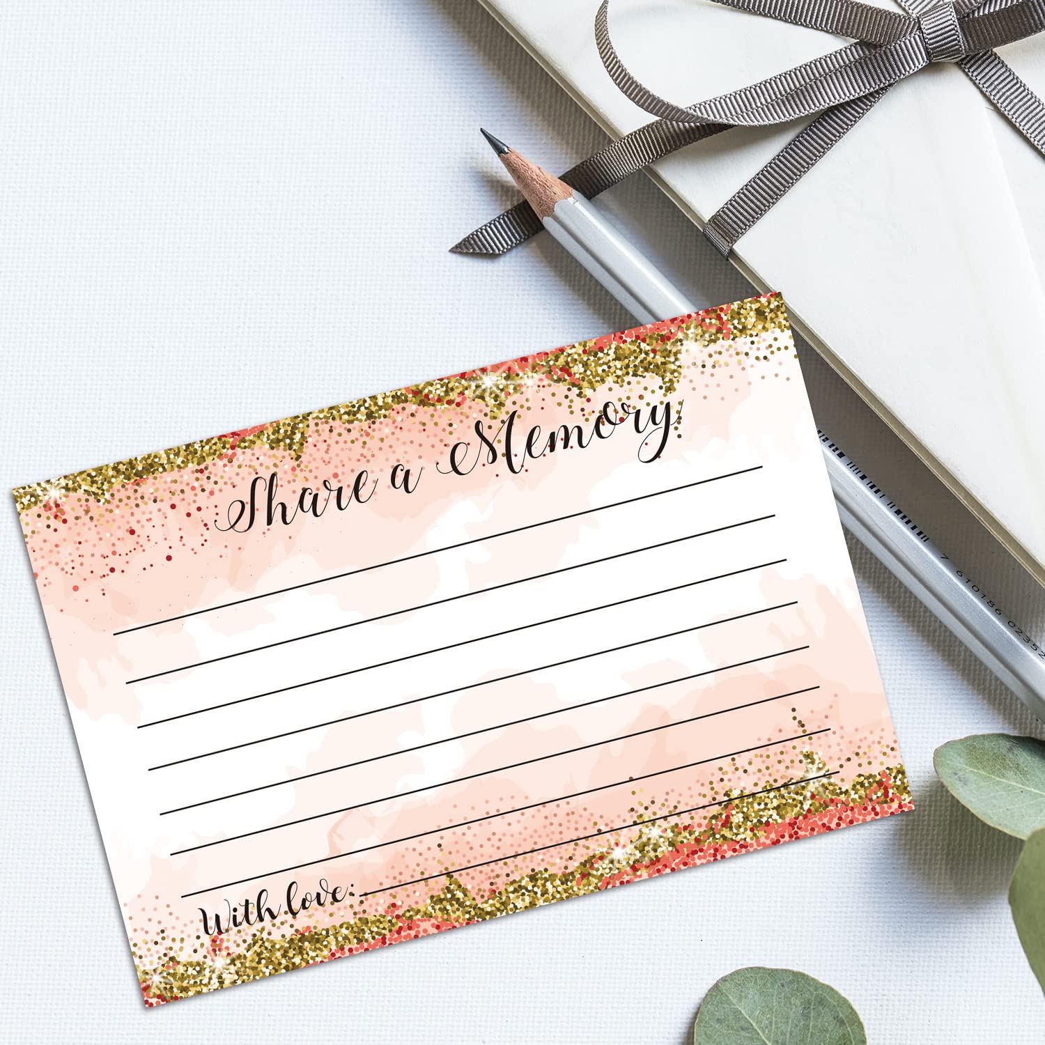 Share A Memory Cards, Pack Of 50, Memory Cards For Celebration Of Life, Wedding, Showers, Birthdays, Funeral, Retirement, Graduation, Funeral Guest Book Alternative Advice Game, 4X6 Inch.