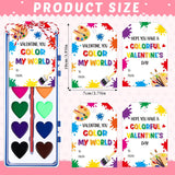 24 Pack Valentines Day Watercolor Paint Sets Gifts Washable Watercolor Paintings With Card And 20 Meters Red Rope For Art Gifts Exchange Bulk