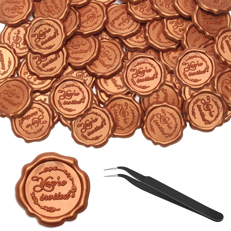 Adhesive Wax Seal Stickers Initial 100 Pcs Embossed Wax Seal Stickers Gold Alp