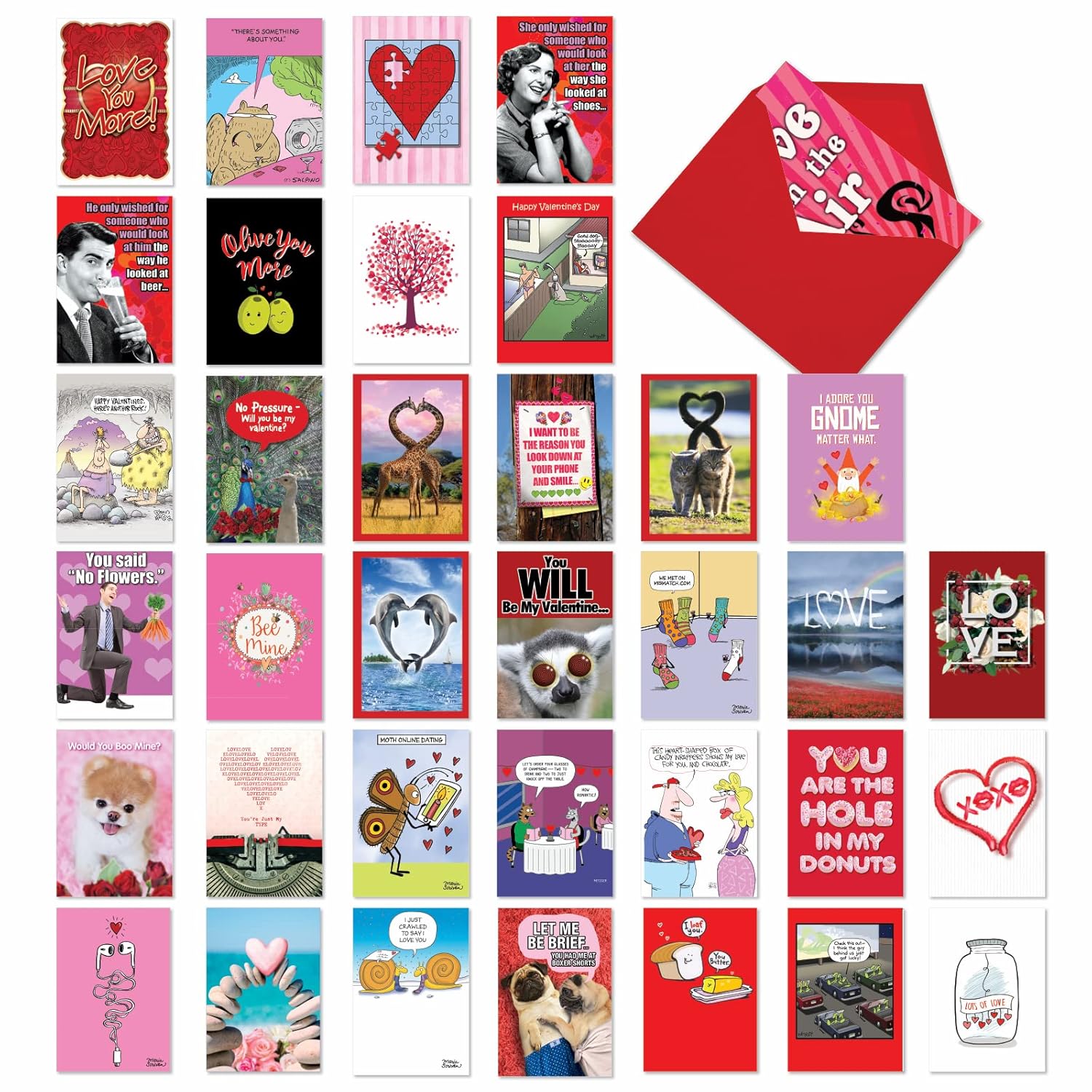 - 36 Assorted Set Funny Valentine'S Day Greeting Cards Bulk Box With Envelopes, Loving Humor Card Variety Pack For Men, Women, Friends (36 Designs, 1 Each) Be Mine Ac9380Vdg-B1X36
