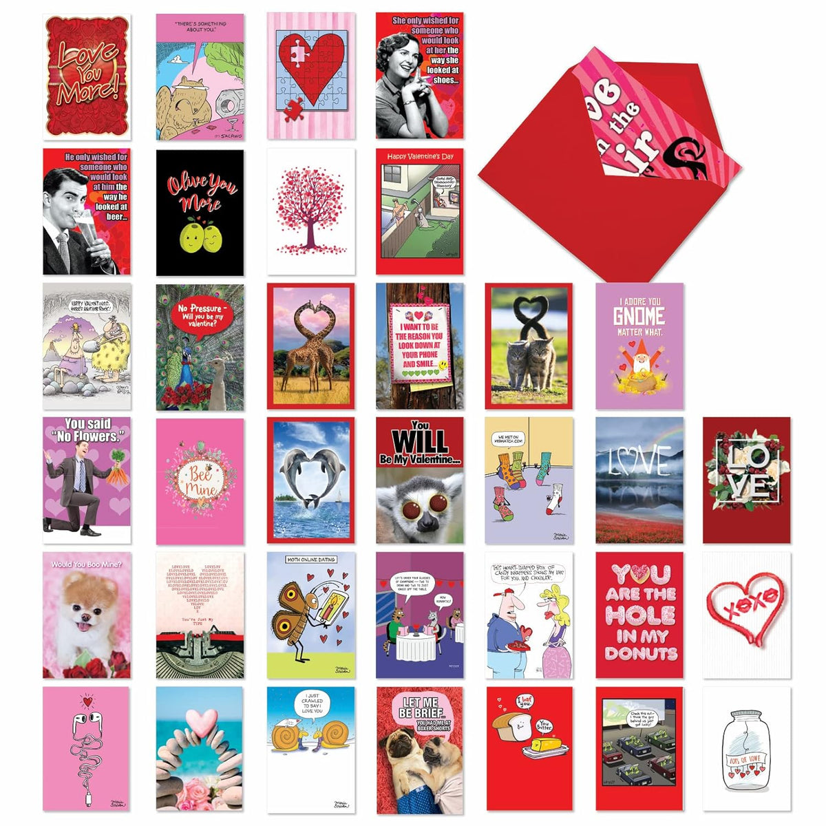 - 36 Assorted Set Funny Valentine'S Day Greeting Cards Bulk Box With Envelopes, Loving Humor Card Variety Pack For Men, Women, Friends (36 Designs, 1 Each) Be Mine Ac9380Vdg-B1X36