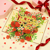 Floral Valentines Day Pop Up Card, For Love, All Occasion, Just Because, Gift For Her, Girlfriend, Women, Wife, Grandma, Crush, 5X7 - Includes Envelope And Message Note