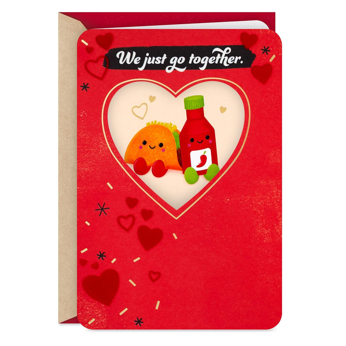 Hallmark Better Together Romantic Valentine's Day Card (Taco and Hot Sauce) for Husband, Wife, Boyfriend, Girlfriend