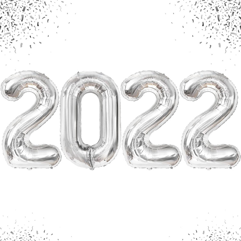 Huge 2022 Balloons Silver, 40 Inch - New Years Eve Party Supplies 2022