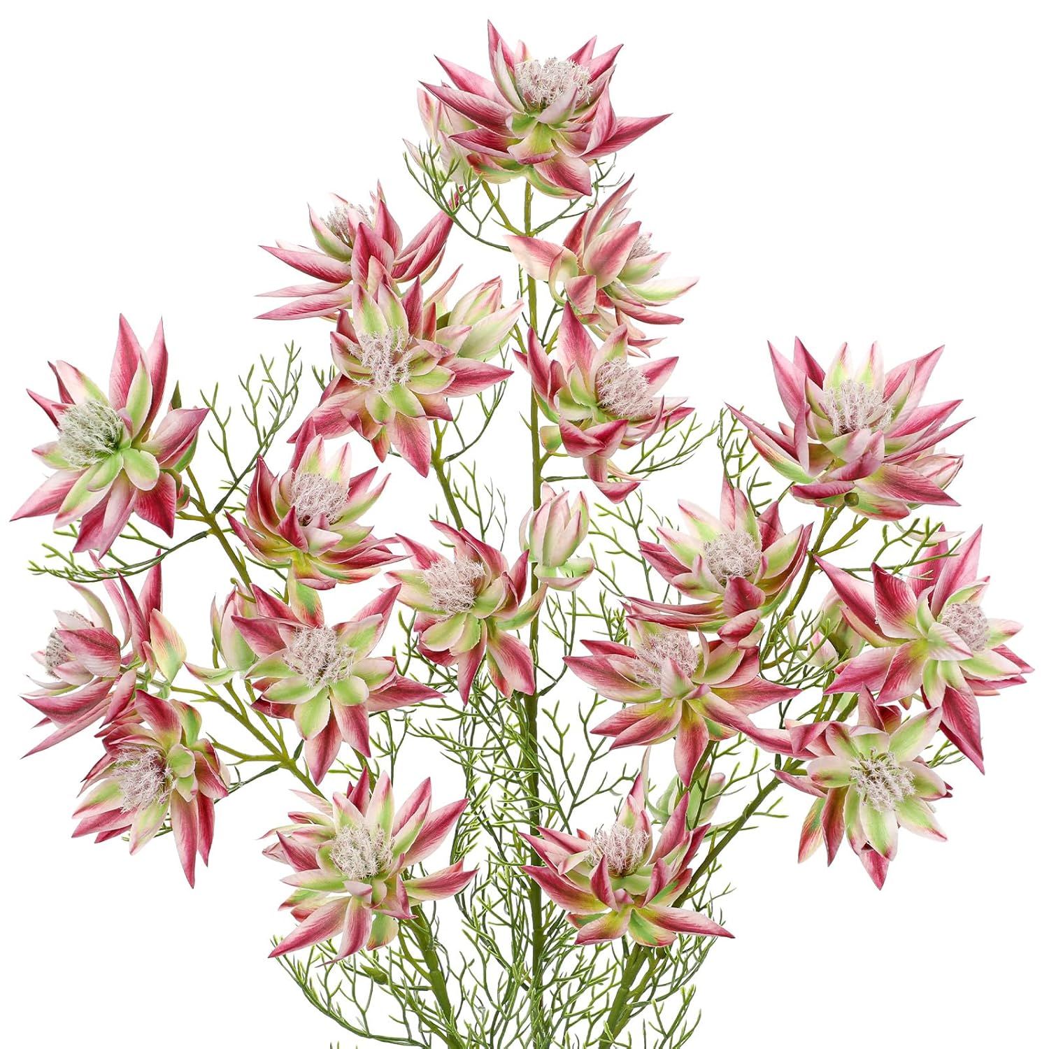 3Pcs Pink Artificial Flowers Silk 26.3" Fake Protea Flower With Long Stem Faux Flowers Arrangement Branch With 6 Heads For Diy Wedding Party Centerpiece Floral Bouquets Table Home Decor