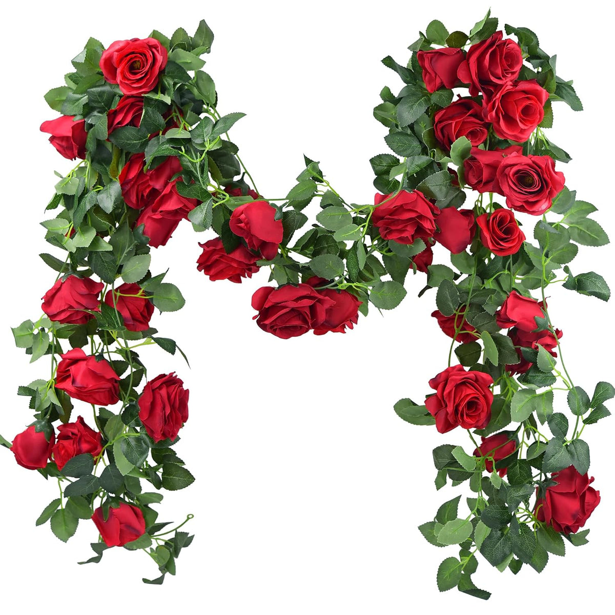 FiveSeasonStuff 29 Ft 4 Pack Rose Silk Flower Garland Artificial Flowers Decoration Hanging Floral Décor for Wedding Baby Shower Birthday Party Garden (Venetian Red)