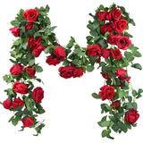 FiveSeasonStuff 29 Ft 4 Pack Rose Silk Flower Garland Artificial Flowers Decoration Hanging Floral Décor for Wedding Baby Shower Birthday Party Garden (Venetian Red)