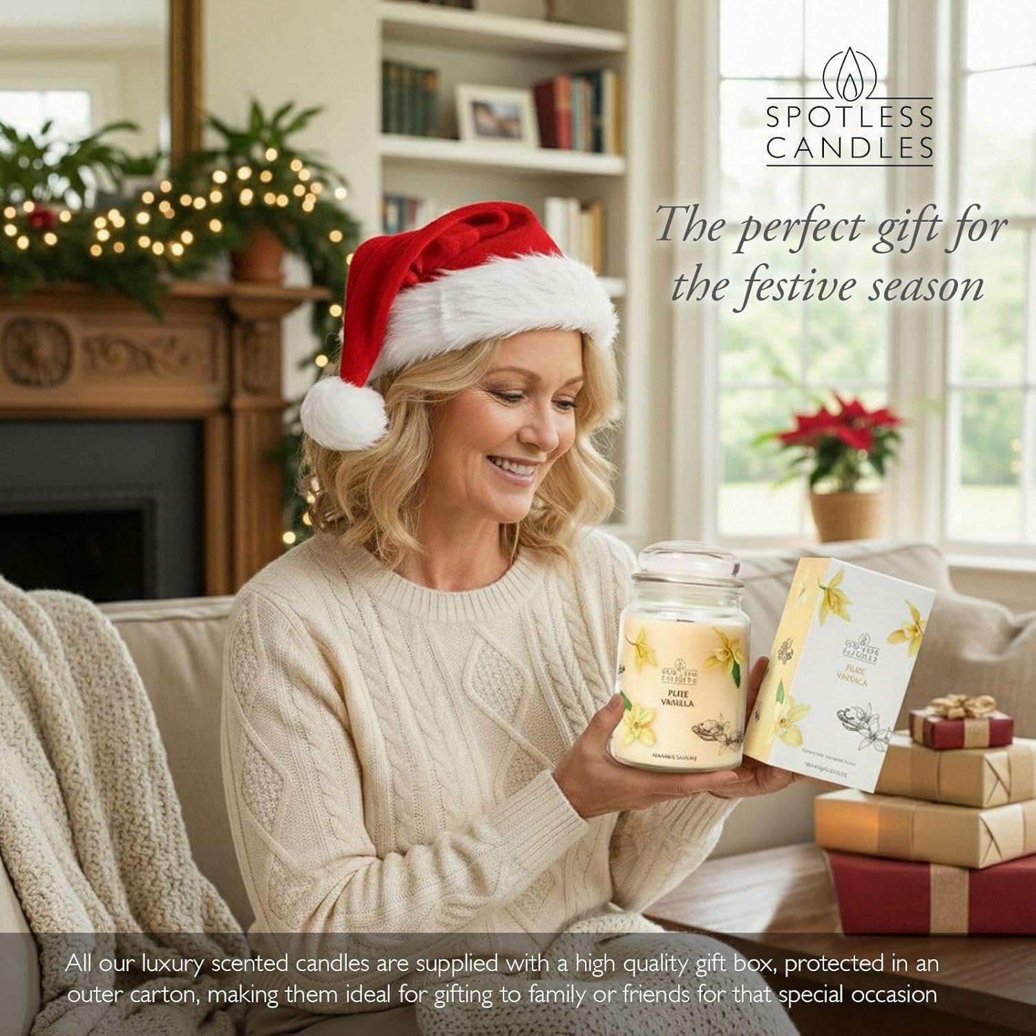 Vanilla Candle 22Oz 16" X 9" Reusable Jar Candle 130 Hours Long Burn Time With Wooden Wick In Presentation Gift Box & Protective Shipper