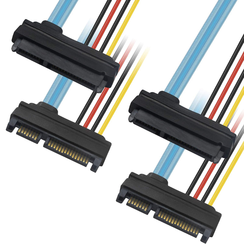 Sata 3.0 22Pin Data And Power Combo Extension Cable-2Pcs,Serial Ata Male To Fe