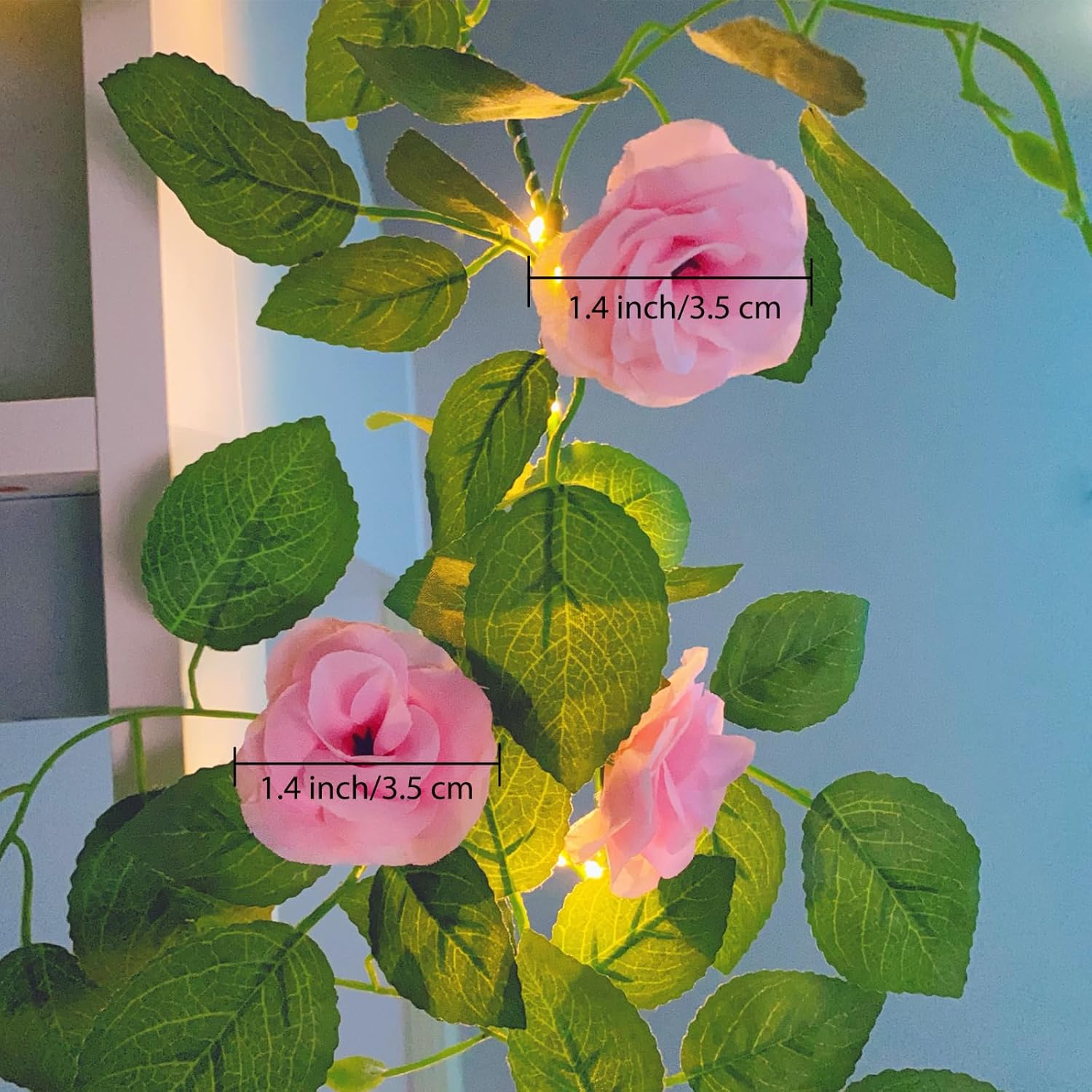 70 Led Artificial Rose Flower Garland With Lights Battery Operated With Timer & 8 Modes, 5.9 Ft Pink Flower Garland String Fairy Lights For Wedding Arch Party Garden Table Centerpiece Decor