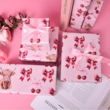 Reversible Pink Bow Wrapping Paper For Girls Women - Highland Cow, Cherry & Pink Polka Dot Gift Wrap For Birthday Wedding Baby Shower Holiday Party - 17 Inch X 20 Feet(Total 28.5Sq.Ft)