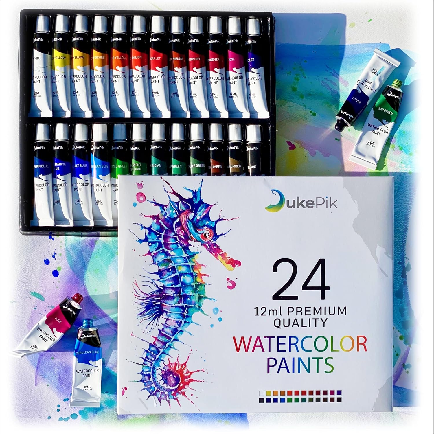 Watercolor Paint Set – 24 Vibrant Colors In 12Ml Tubes, Highly Pigmented & Non-Toxic Watercolor Paints For Beginners, Students & Hobby Artists