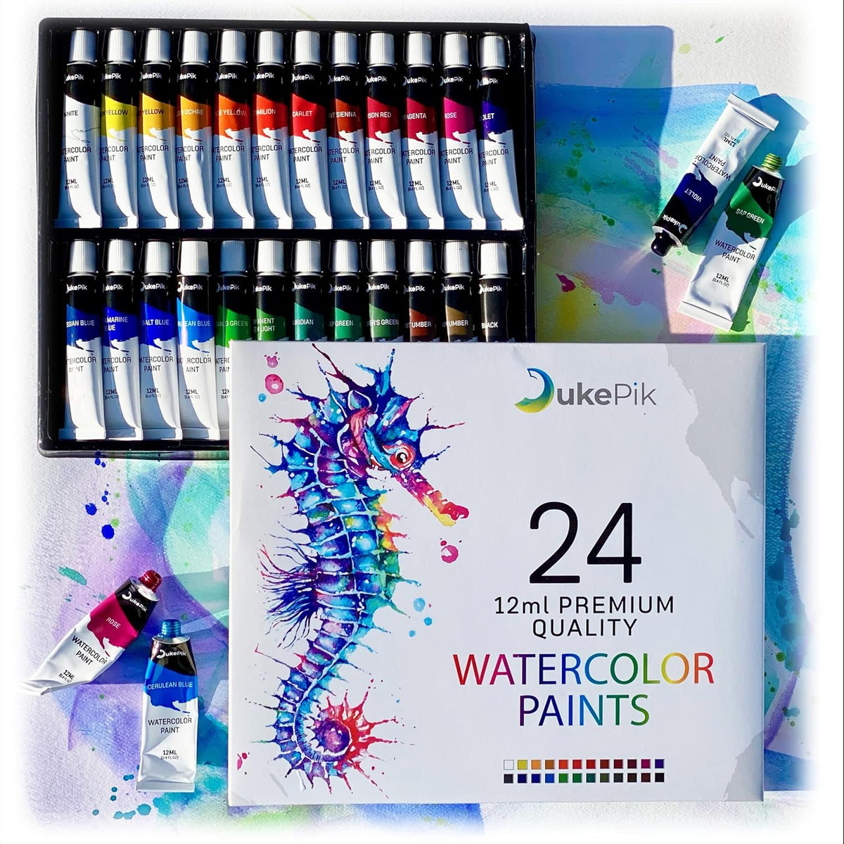 Watercolor Paint Set – 24 Vibrant Colors In 12Ml Tubes, Highly Pigmented & Non-Toxic Watercolor Paints For Beginners, Students & Hobby Artists