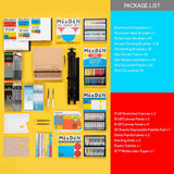 Professional Art Supplies - 142Pcs All-In-One Painting Kits For Adults, Beechwood Easel, Aluminum Alloy Bracket, 30 Quality Brushes, 96 Paints & Other Professional Art Supplies.