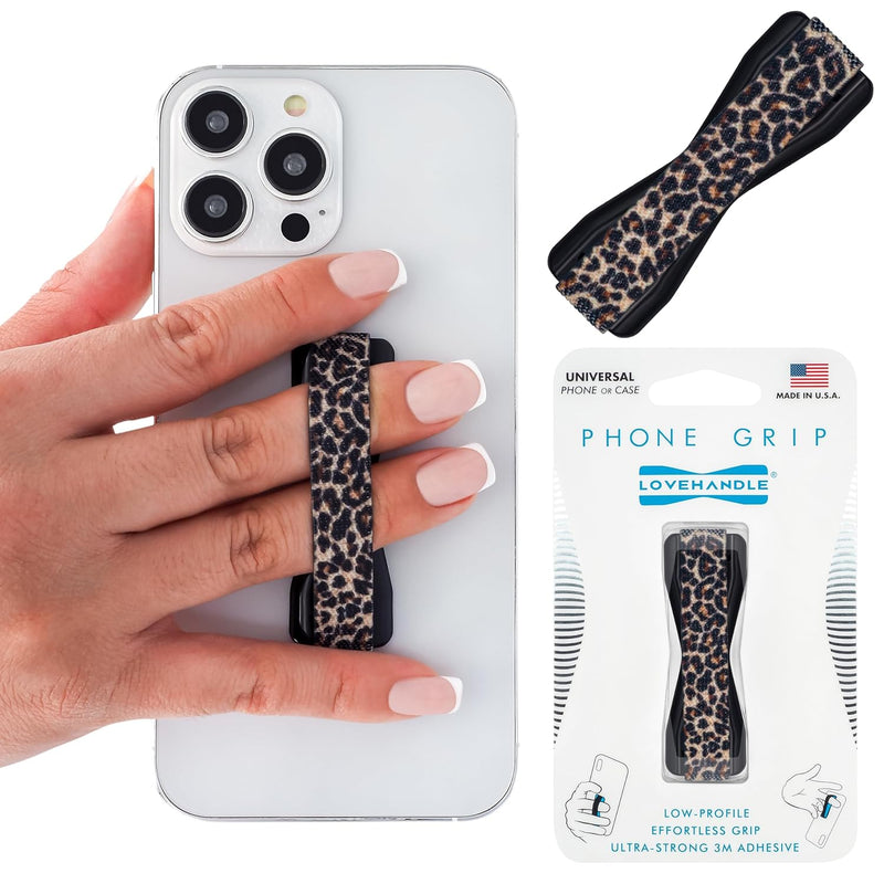 Universal Phone Grip, Hand Holder for Smartphones & Tablets - Leopard Print