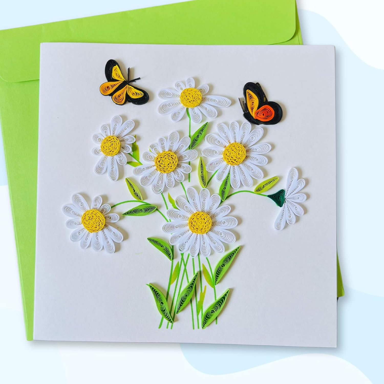 Quilling Cards, Handmade Card, Quilled Cards With Dedicated Paper, Quilling Birthday Cards For Women Or All Occasions: Mother'S Day, Father'S Day, Birthday... Daisy Bouquet (White Daisy Bouquet)