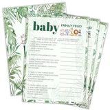 Baby Shower Games Boy, Woodland Animal Baby Family Feud, 30 Double-Sided Fill In Game Cards & 1 Answer Card For Safari Jungle Gender Reveal Party Favor Supplies - B06