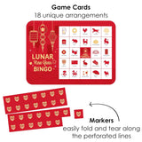 Big Dot of Happiness Lunar New Year - Picture Bingo Cards and Markers - Bingo Game - Set of 18