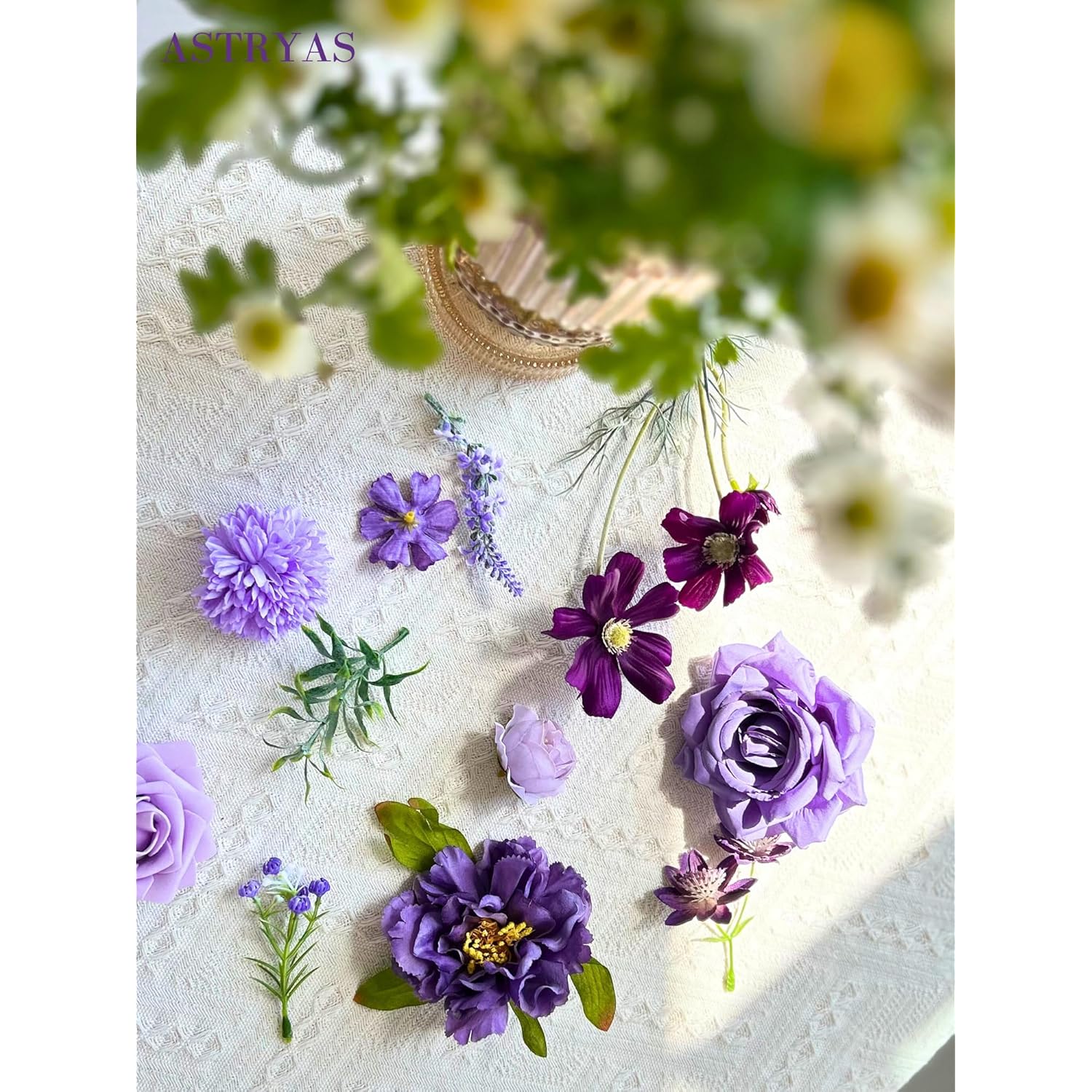 Purple Artificial Flowers Combo Mix Fake Roses Faux Peony Silk Dahlia With Stems For Diy Wedding Bouquets Centerpieces Arrangements Bridal Shower Party Home Decorations Floral Arrangements