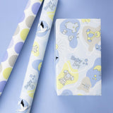 Blue Baby Shower Wrapping Paper Roll, Baby Bear Toy & Polka Dots For Baby Boy'S 1St Birthday, Newborn Party, Mini Roll With Cut Lines, 17 X 120 Inches, 3 Rolls