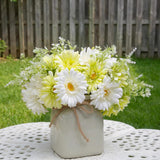 12-Pack Artificial Daisy Bouquet With Wildflowers For Table Centerpieces, Realistic Silk Spring Flowers In Green & White, Ready-To-Arranged Home Decor