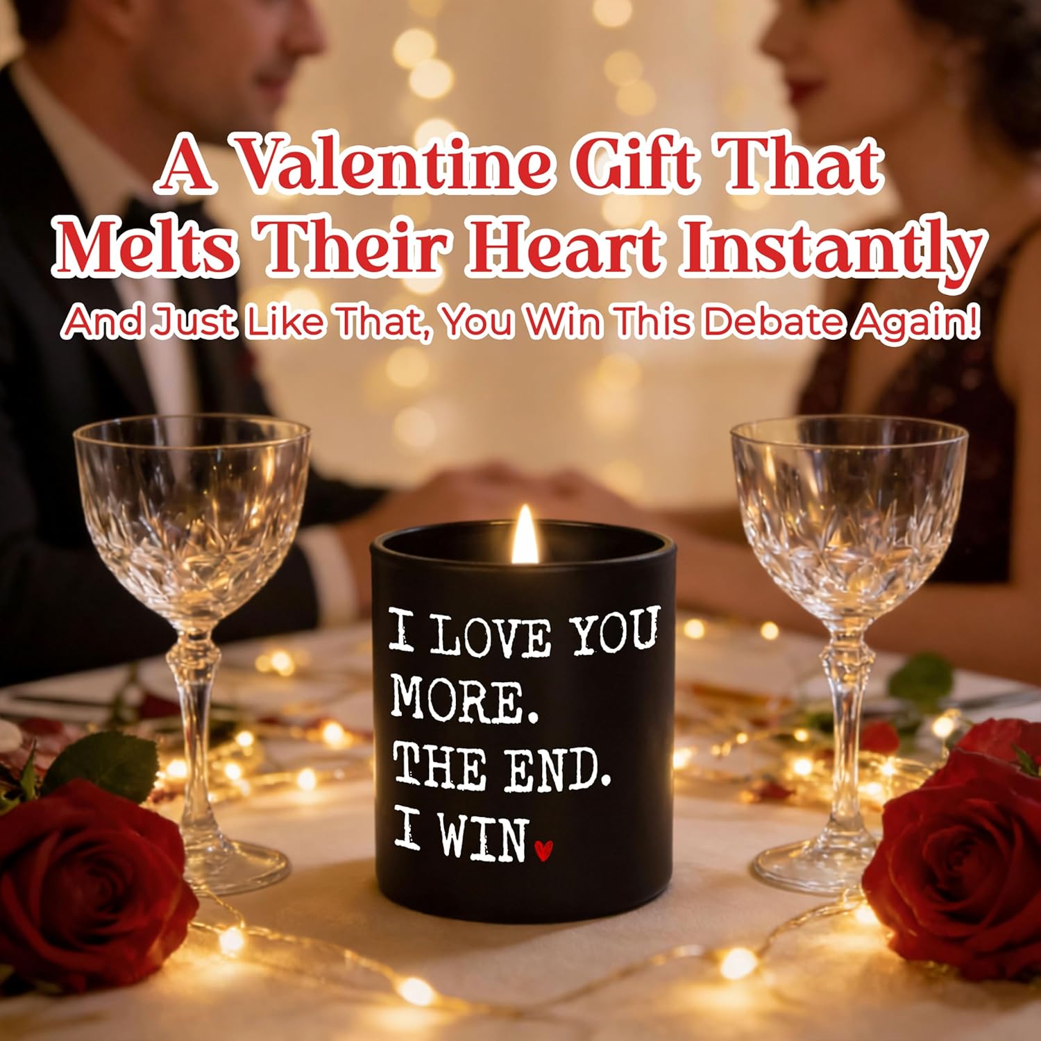 Valentines Day Gifts For Her Him - I Win Vanilla Lavender Scented Candle 10 Oz - Anniversary Wedding Birthday Gifts For Women Men, Couple Gift For Boyfriend Girlfriend Husband Wife