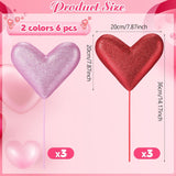 6 Pcs 14'' Large Glitter Valentines Red Heart Decorations Giant Valentine Heart Ornaments Oversized Tree Picks For Tree Topper Home Wedding Holiday Party Decor Vase Fillers(Red,Pink,Classic)
