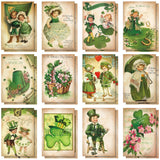 24 Set St Patrick'S Day Cards With Envelopes Vintage Green St Patrick'S Day Shamrock Greeting Cards Retro Clover Irish Cards For Party Classroom Home Office Business (Cute Style)