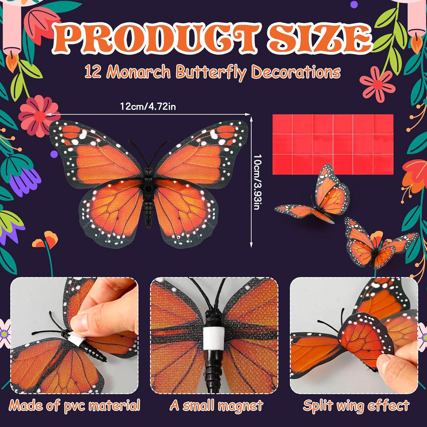 92 Pcs Dia De Los Muertos Decorations, 80 Pcs Artificial Marigold Flowers With 12 Monarch Butterfly Fake Butterflies And Orange Marigolds For Diy Wreath Garland Craft Halloween Diwali Indian Wedding