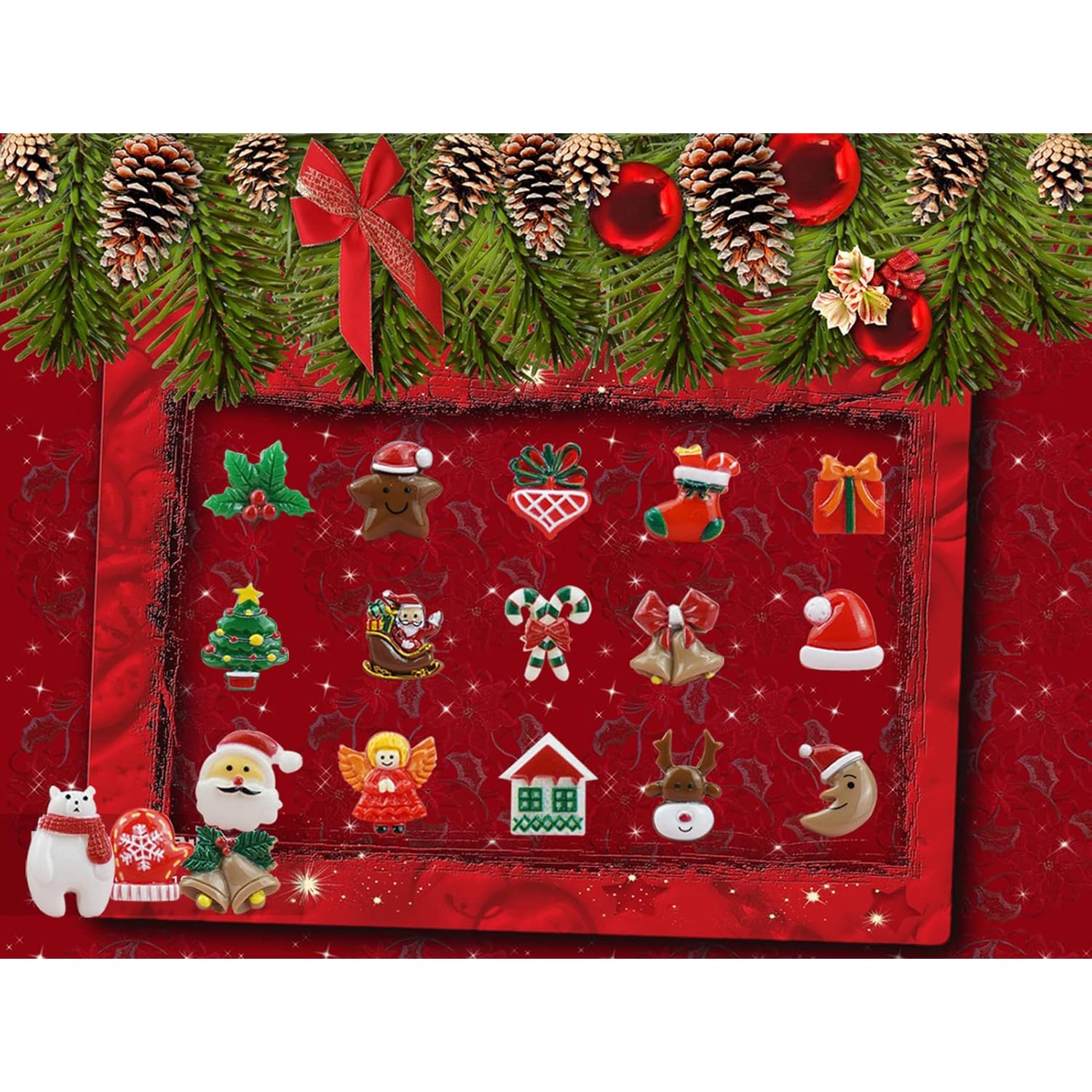 48 Pcs Christmas Themed Pushpins - Decorative Thumb Tacks For Corkboard, Photo Wall, Notice Board & School Supplies