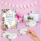 Cowboy Baby Shower Diaper Raffle, Pack Of 1 Wooden Tabletop Sign With Stand And 50 Diaper Raffle Tickets, Wild West Rodeo Baby Shower Game, Gender Reveal Party Decorations - Eh11