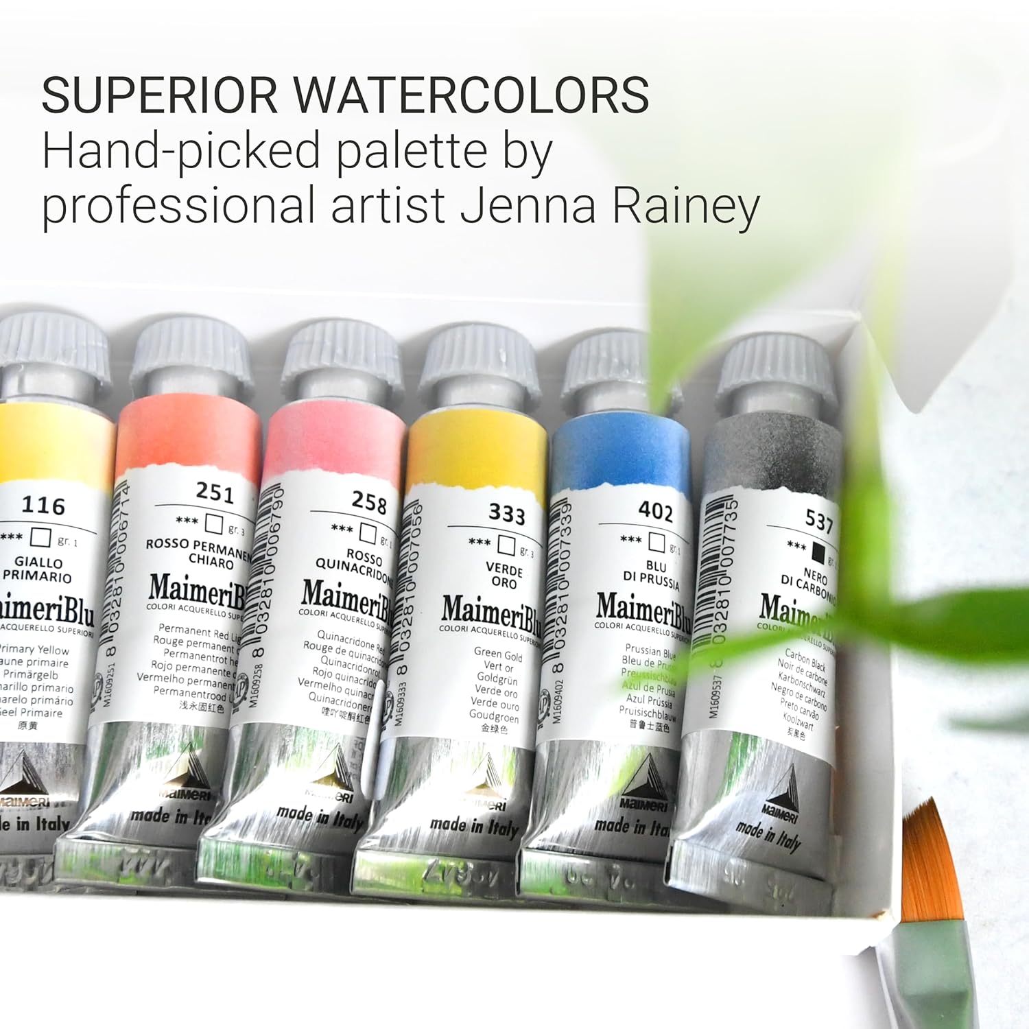 MaimeriBlu, Jenna Rainey Artist Set, Watercolor Paint, 12ml, 6 Tubes – Professional Watercolor Painting Supplies