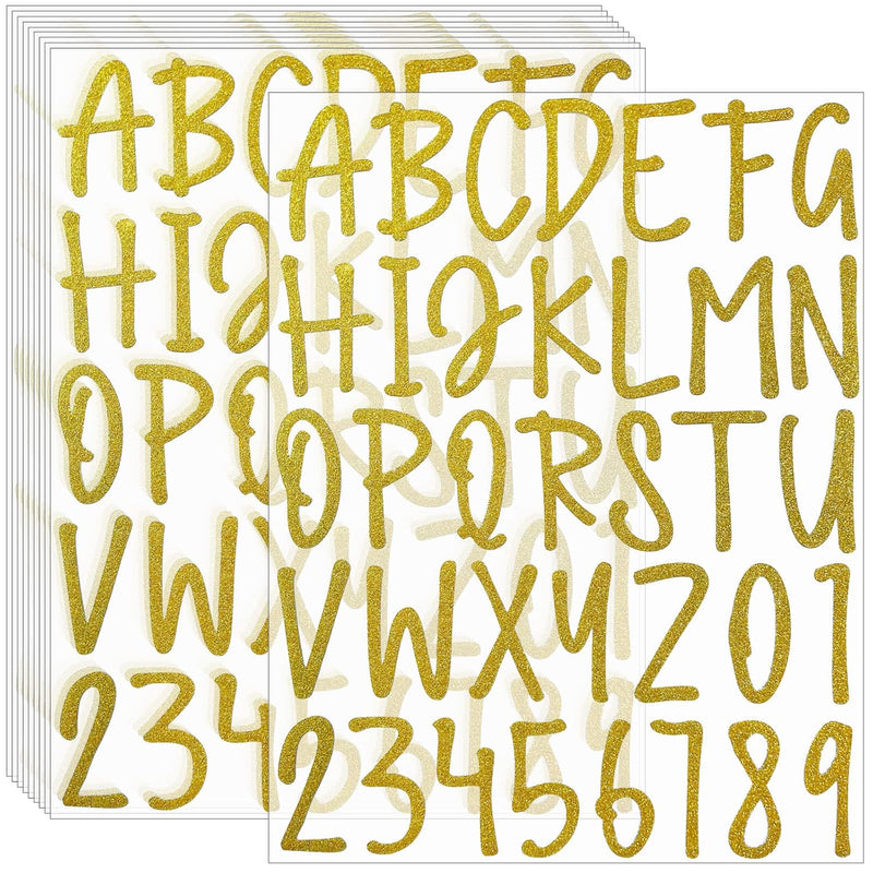 360 Pieces 10 Sheets Glitter Alphabet Letter Stickers,Self Adhesive Gold Lette