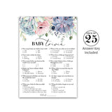 Succulents Baby Shower Game — Baby Trivia Game — 25 Guests — Fun Baby Facts Games Floral Green Succulent Trivia Baby Shower Activity Greenery Rustic Gender Neutral Couples Shower G301-Trv