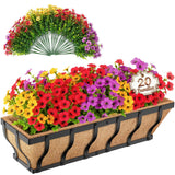 Railing Planter Boxes With Artificial Flowers, Adjustable Balcony Planters For Railing Hanging, Uv Sun Resistant Colorful Daisy For Porch Patio Balcony Home (1 Pack, 24 Inch)