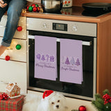 Purple Christmas Tree Kitchen Towels Set Of 2, I'M Dreaming Of A Purple Christmas Hand Bathroom Towels For Girly Room, Festive Preppy Decorative Dish Towels Decor For Dorm Dining Room 16X24In
