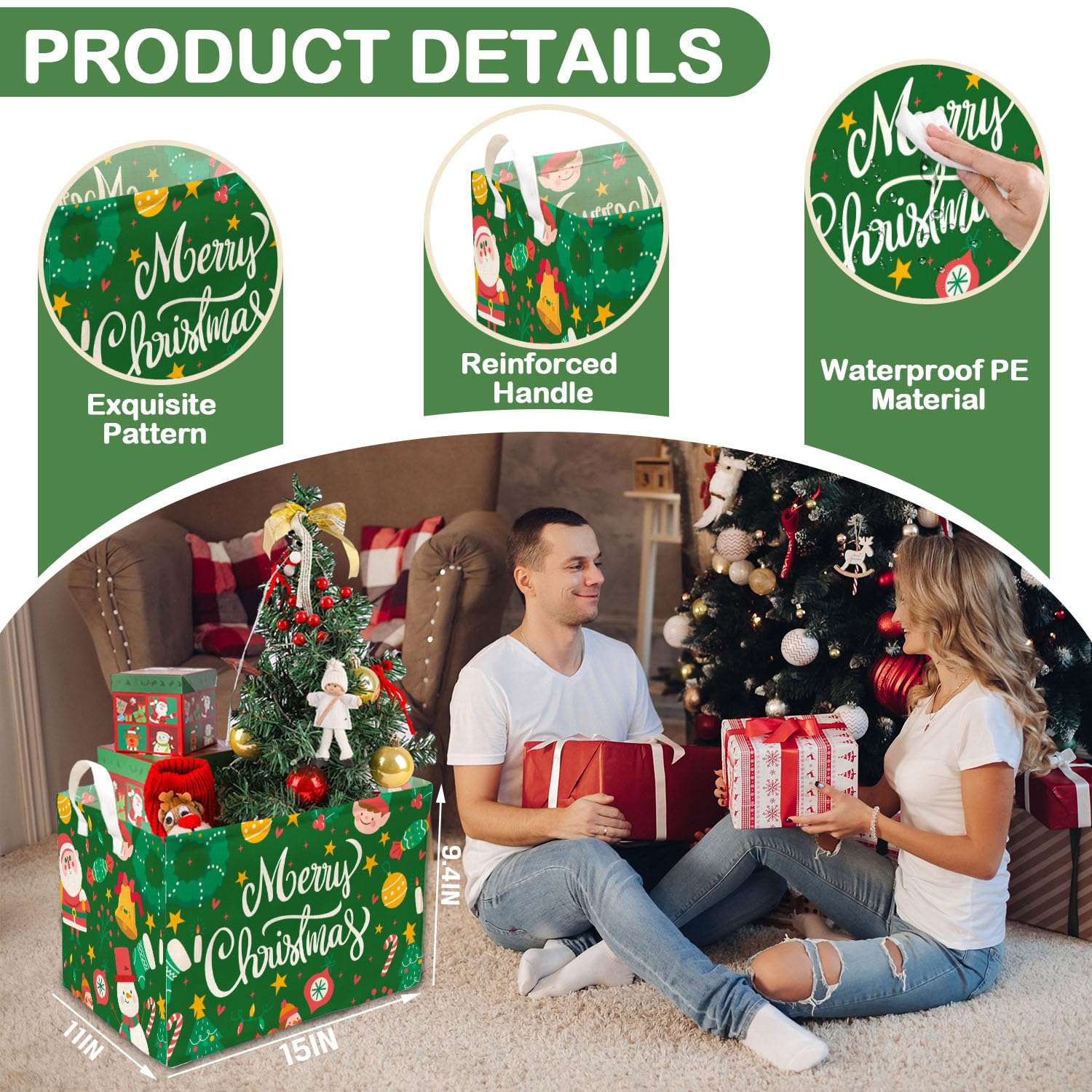 1 Pcs Merry Christmas Storage Basket, Santa Claus Storage Bins, Green Themed Foldable Storage Boxes, Christmas Boxes For Nursery Toy And Costume, Xmas Party Decoration Gifts