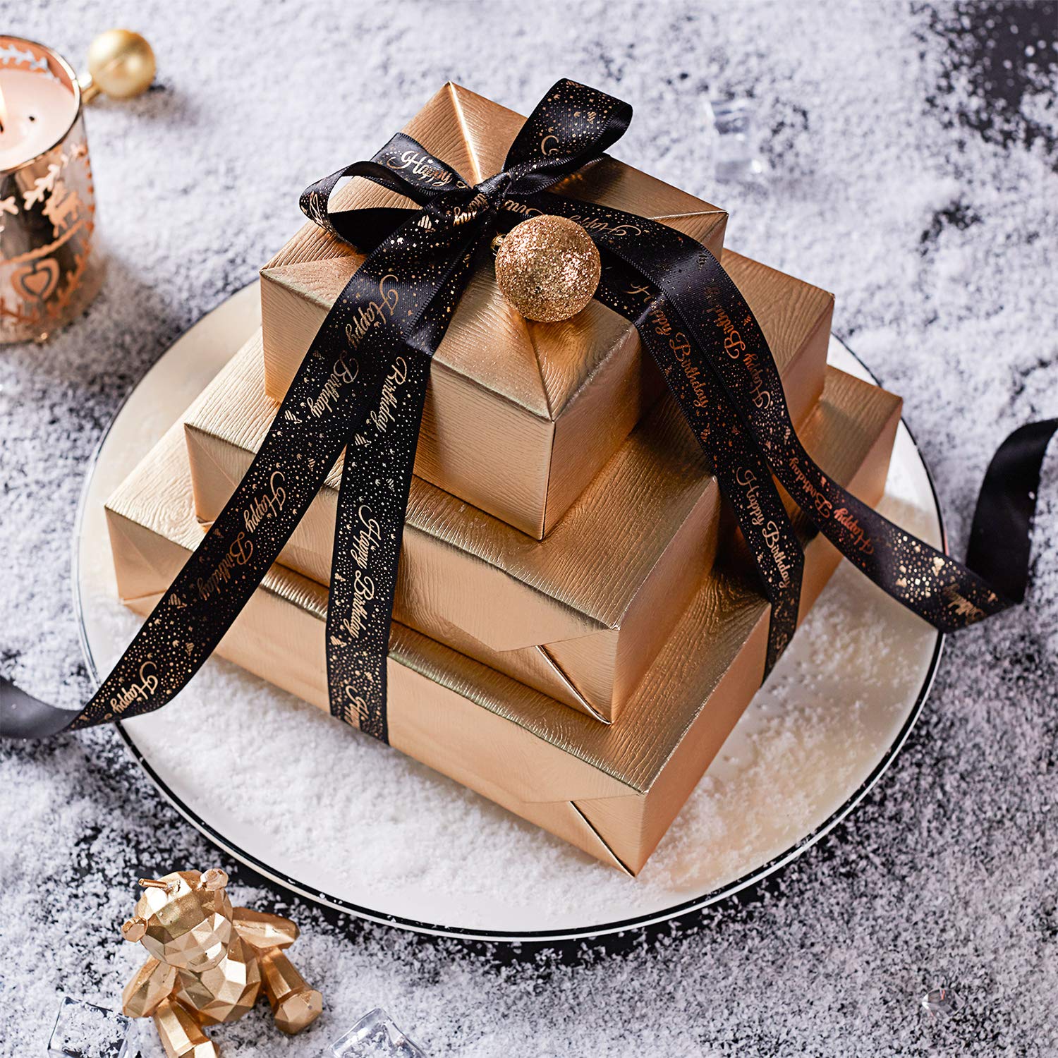 Gold Wrapping Paper Roll - Mini Roll - 17 Inch X 16.5 Feet - Basic Texture Matte Gold For Birthday, Holiday, Wedding, Baby Shower