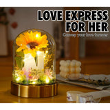 Initial Sunflower Gifts For Women, Sunflowers Artificial Flowers In Glass Dome 4.72 * 7.87, Gifts For Xmas, Valentine Day, Mothers Day, Anniversary - Initial S