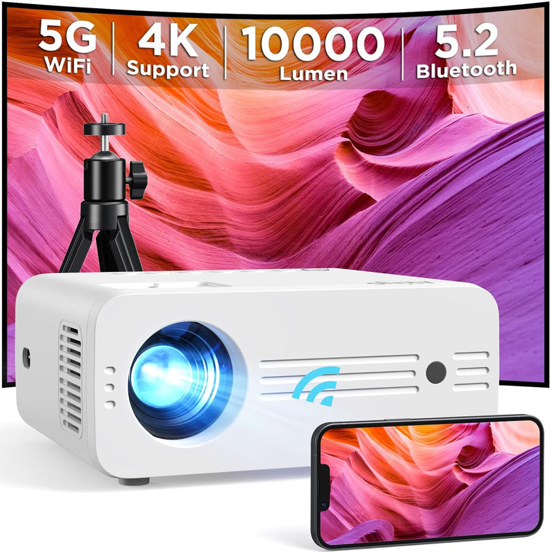 Mini Projector With Projector Stand Native 1080P Full Hd, Led Home Video Proje