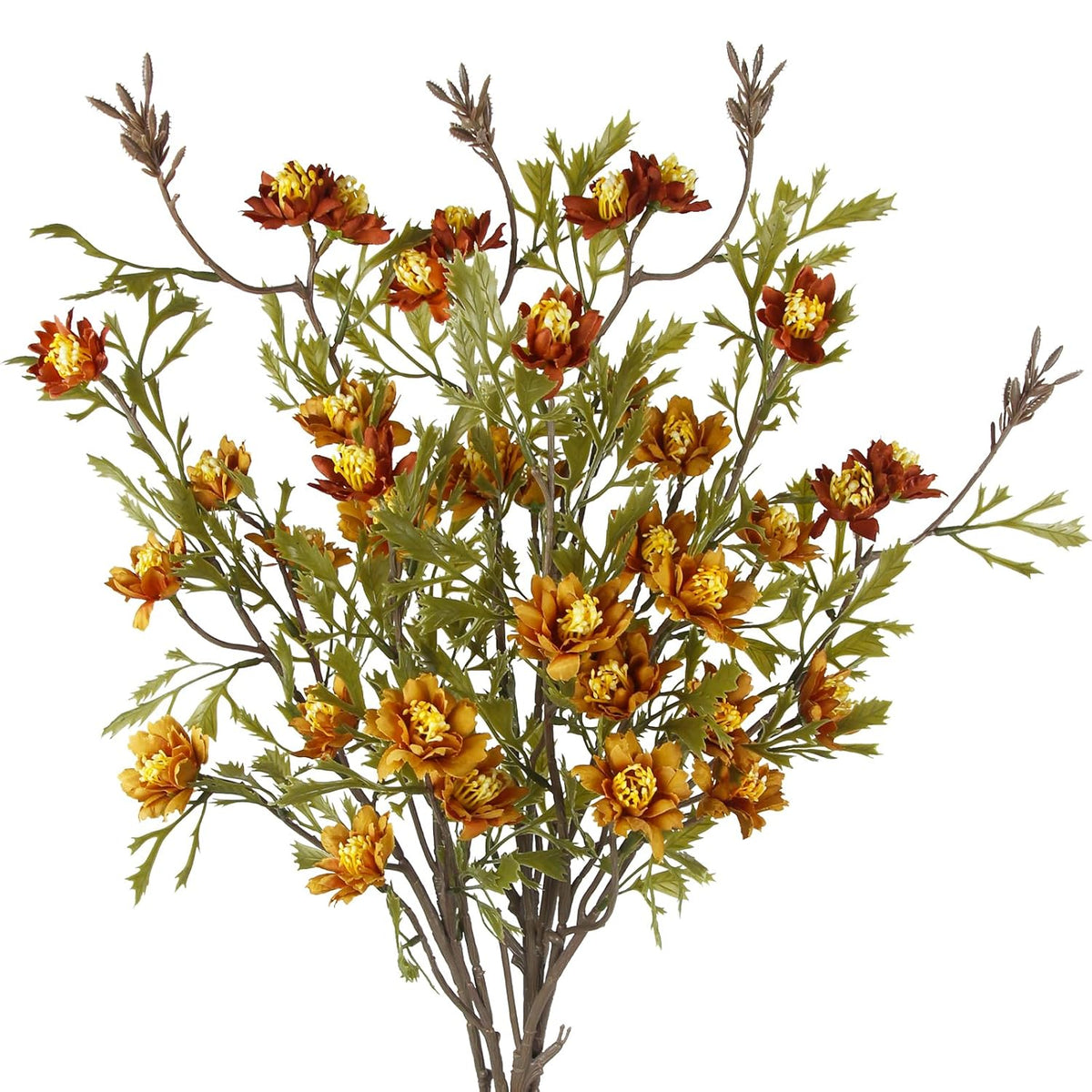 4Pcs Artificial Fall Flowers Daisy Flowers Wildflower Stems 33.5" Autumn Floral Arrangements Fake Fall Branches For Vase Farmhouse Indoor Home Decor Table Centerpieces Thanksgiving Harvest