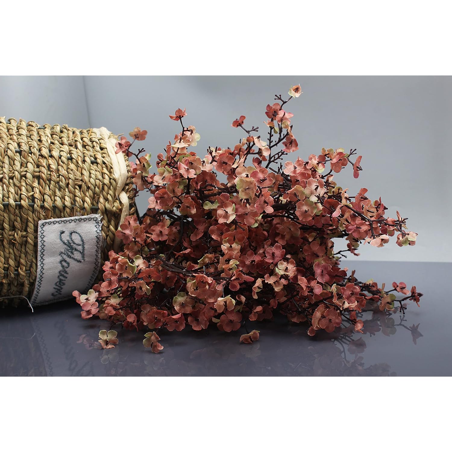 Babys Breath Silk Artificial Flowers 6 Bundle European Fake Flowers Decor Wedding Party Fall Stems Decoration Bouquets Diy Home Garden,Farmhouse,Living Room Decor (Beige Brown-6Pcs)