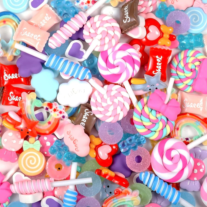 120 Pieces Assorted Charms Cute Set Flatback Beads Making Kit Mixed Candy Swee