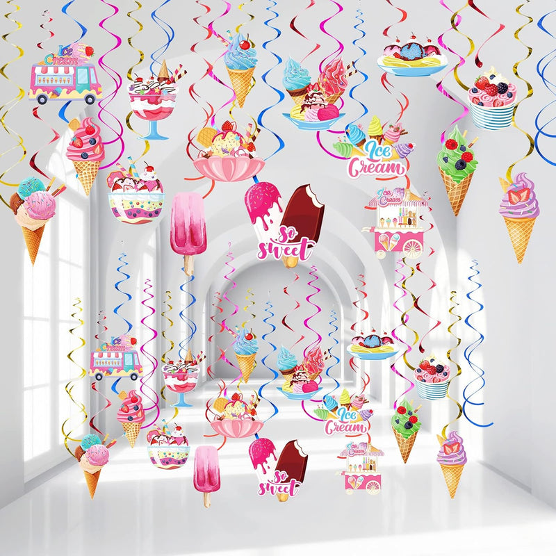 36 Pcs Ice Cream Party Decorations Ice Cream Hanging Swirls Colorful S