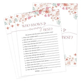 Wildflower Baby Shower Games, Floral Who Knows Mommy Best Game For 30 Guests With Game Cards, Gender Reveal, Baby Shower Supplies & Decorations (Dv30)