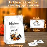 Halloween Baby Shower Games, Little Ghost Measure The Baby Bump For Spooky Gender Reveal Party Decorations, 1 Sign With 50 Guessing Cards - B06