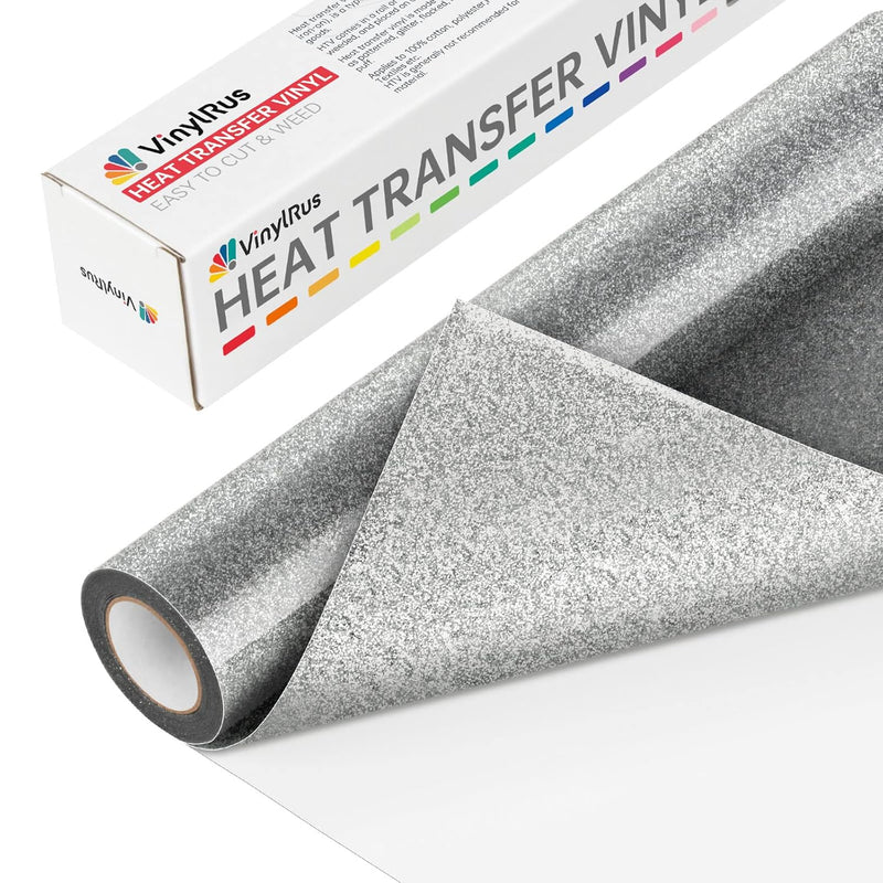 Glitter Heat Transfer Vinyl Rolls-10” X 8Ft Pu Silver Iron On Vinyl For Shirts