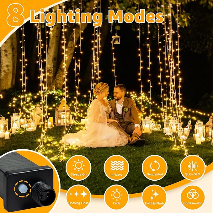 40FT 120 LED String Lights Warm White Plug In Fairy Lights Waterproof Connectable with Timer 8 Lighting Modes for Bedroom Classroom Wedding Party Outdoor Decor